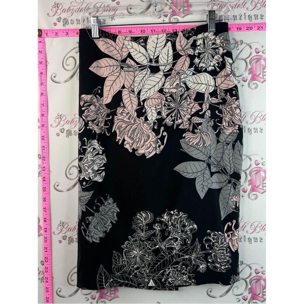 cleo midi Skirt Flowy Black with Pink & Gray Floral Print